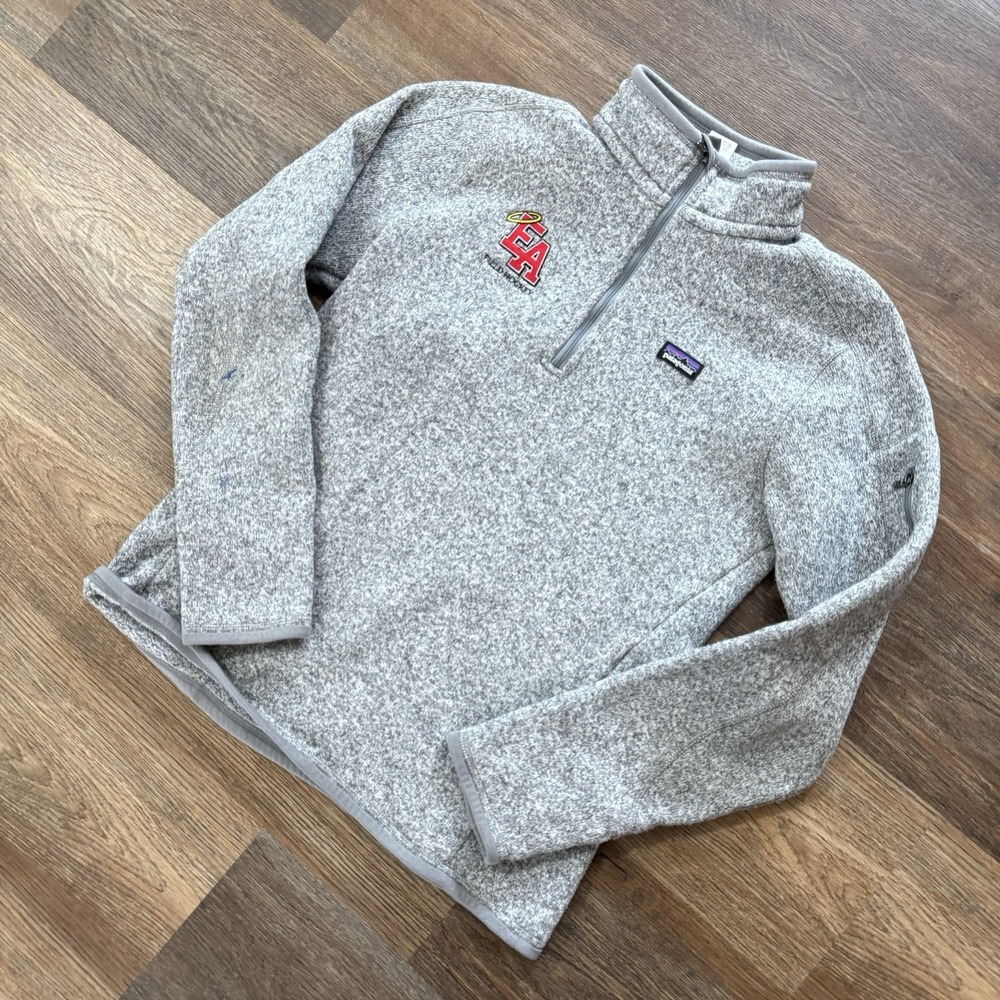 Patagonia Women‎ 1/4 Zip Better Sweater Grey LOGO Outdoors Sz M Gorp